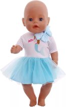 Poppenkleertjes - Geschikt voor Baby Born - Ballerina jurk - Zeemeermin shirt - Blauwe tutu - Strikje