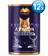 Avalon Petfood – Kattenvoer Natvoer – Konijn & Hert – 12 blikken x 410 gram