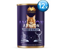 Avalon Petfood – Kattenvoer Natvoer – Konijn & Hert – 12 blikken x 410 gram