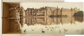 Wijnkist - Oud Stadsgezicht Den Haag - Het Torentje Binnenhof en Hofvijver - Oude Foto Print op Houten Kist - 19x36 cm