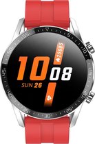 Belesy® Link - Smartwatch Dames - Smartwatch Heren - Horloge - Stappenteller - 1.4 inch - Kleurenscherm - Full Touch -Bluetooth  Bellen - Zilver - Siliconen - Rood