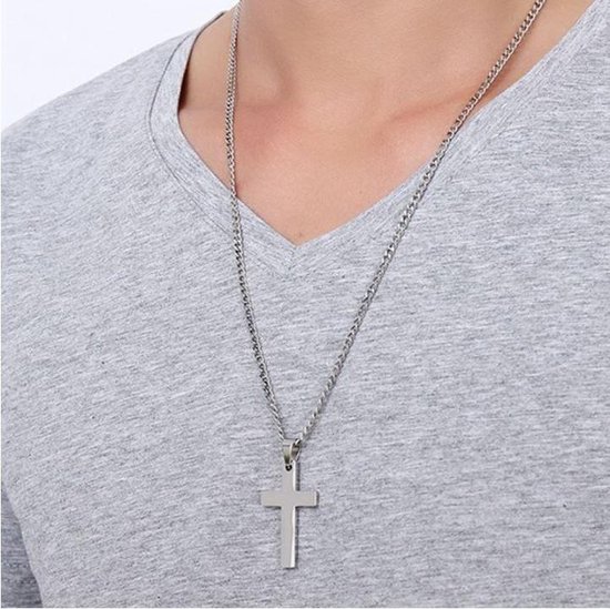 Ketting Kruis - Zilver - Metaal - 60 cm - 1 stuks