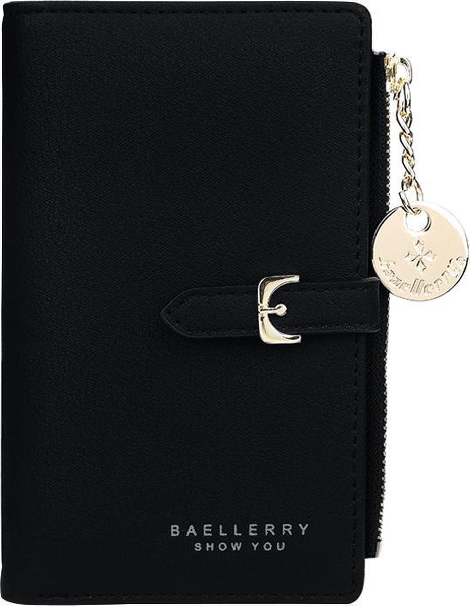 ZILOU® Portemonnee Dames Klein - 20 Pasjes - Portefeuille met Ritsvak - voor Munt- en Briefgeld - Kunstleer - Zwart