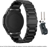 Zwart Stalen Bandje voor 18mm Smartwatches van (zie compatibele modellen) Huawei, Asus, Whitings, LG – Maat: zie maatfoto – 18 mm black stainless steel smartwatch strap - Zenwatch