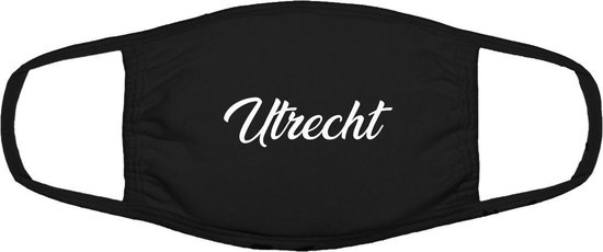 Utrecht mondkapje | gezichtsmasker | bescherming | bedrukt | logo | Zwart mondmasker van katoen, uitwasbaar & herbruikbaar. Geschikt voor OV