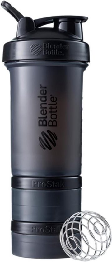 BlenderBottle ProStak - Eiwitshaker | Bidon | Shakebeker - 650 ml - Full Color Black | Zwart