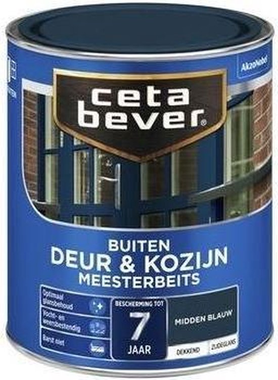 CetaBever Buiten Deur & Kozijn Meester Beits - Zijdeglans - Midden Blauw -  750 ml | bol.com
