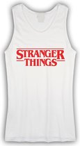 Witte Tanktop sportshirt Size XL met Rood logo "Stranger Things"