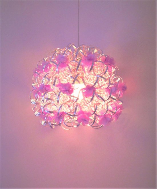 Funnylight Vrolijk zilver – design hanglamp met zacht lila bloemen