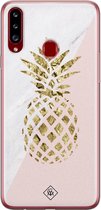 Samsung A20s hoesje siliconen - Ananas | Samsung Galaxy A20s case | Roze | TPU backcover transparant