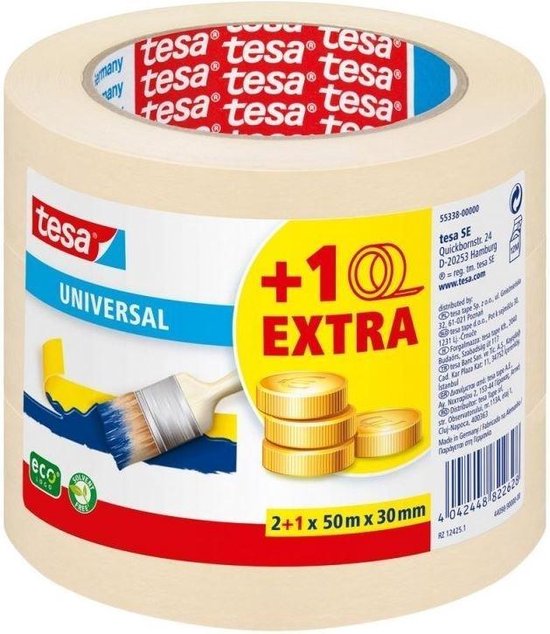 tesa UNIVERSAL 55338-00000-15 Maskeertape Beige (l x b) 50 m x 30 mm 3 stuk(s)