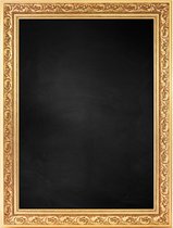 Zwart Krijtbord met Polystyrene Lijst - Goud - 72 x 92 cm - Lijstbreedte: 60 mm - Ornament