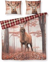 Warme Flanel Eenpersoons Dekbedovertrek Eland | 140x200/220 | Hoogwaardig En Zacht | Ideaal Tegen De Kou