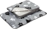 Lovely Nights vetbed/kleed light grey with 2 color print paw  anti-slip 100x75 rechthoek