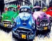 Diamond Painting Classic Cars 40x50cm. (Volledige bedekking - Vierkante steentjes) diamondpainting inclusief tools