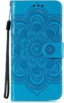 Motorola Moto G8 Power Lite Hoesje - Bloemen Book Case - Blauw