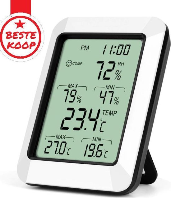 Onderbreking Notitie commentator Digitale thermometer met vochtigheidsmeter in één met comfort indicatie  voor een... | bol.com