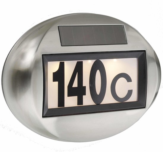 RVS solar huisnummer plaat ovaal met LED licht - Huisnummerplaten /  huisnummerbordjes | bol.com