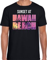 Sunset beach t-shirt / shirt Sunset at Hawaii Beach voor heren - zwart - Beach party outfit / kleding/ verkleedkleding/ carnaval shirt M