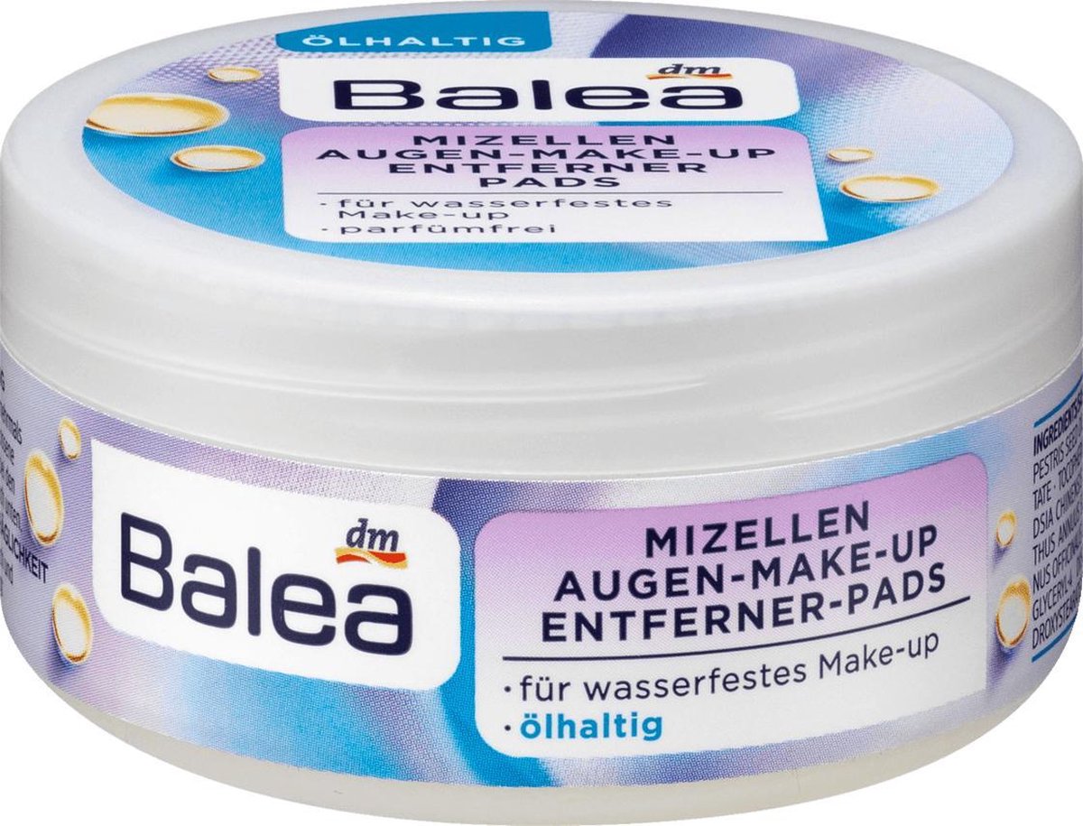Balea Oogmake-up remover pads oliehoudende micellen - Micellar Eye Make-up Remover Pads (50 stuks)