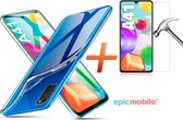 Samsung Galaxy A41 Hoesje Transparant Siliconen Case met 1X Screenprotector - Tempered Glass - Epicmobile