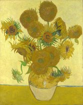 Kunst: Vincent van Gogh, Zonnebloemen in een vaas, 1888 op canvas, afmetingen van dit schilderij zijn 40 X 60 CM