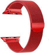 Milanees Geschikt voor Apple watch 1/2/3/4/5/6 - 42mm / 44mm RVS - Rood - magneetsluiting gemaakt van rvs