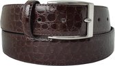 Leren Heren riem Echt Leer Bruin - Krokoprint - Taille 120 cm - Totale Lente 135 cm - Rundleer