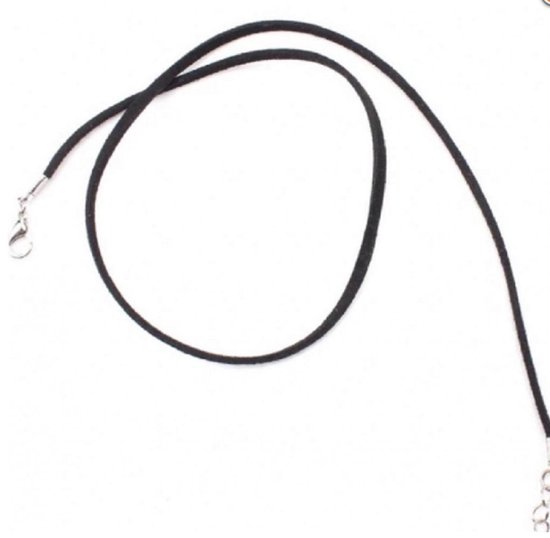 Lange- suede- zwarte-Basic- ketting- 75 cm -Charme Bijoux