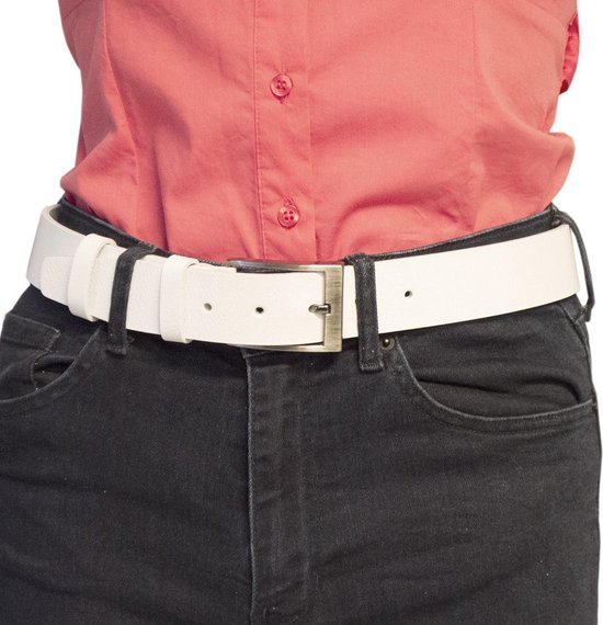 Riem en cuir Witte Arrigo de 3,5 cm de large - Riem en Cuir Wit homme ou Riem en cuir véritable Wit dames unisexe Ceinture de pantalon Wit 90 cm