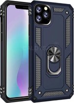 Apple iPhone 11 Shockproof Armor Hoesje | Blauw | Back Cover | Magneet voor autohouder