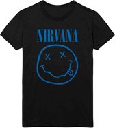 Nirvana - Blue Happy Face Heren T-shirt - L - Zwart