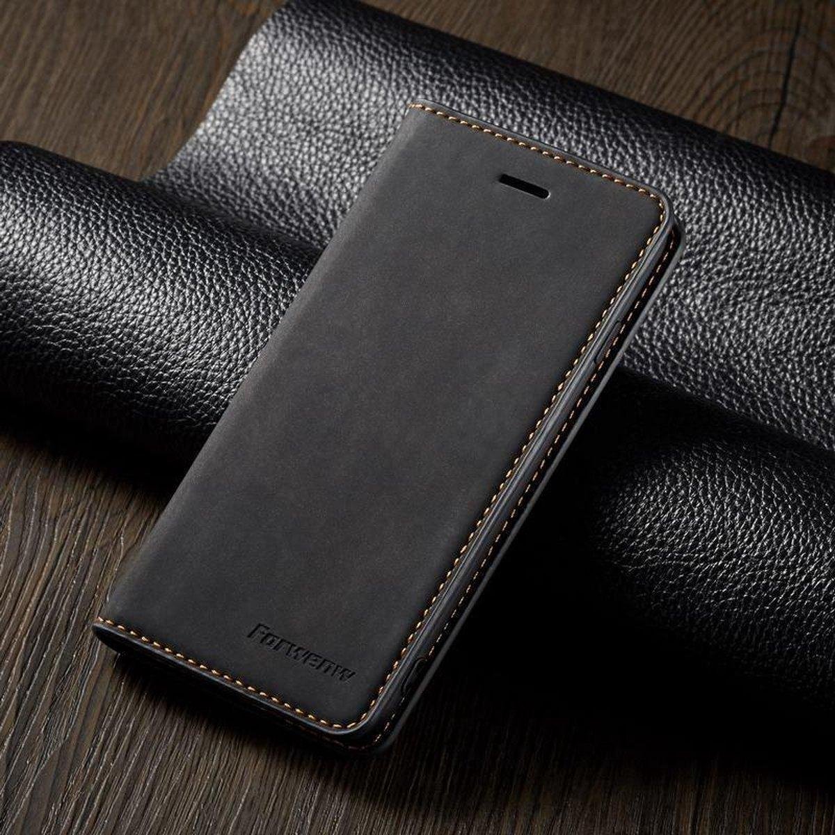 BukkitBow - Leather Case - Kunstleer - Card Case - Hoesje voor iPhone 7/8/SE 2/SE 3 – Zwart
