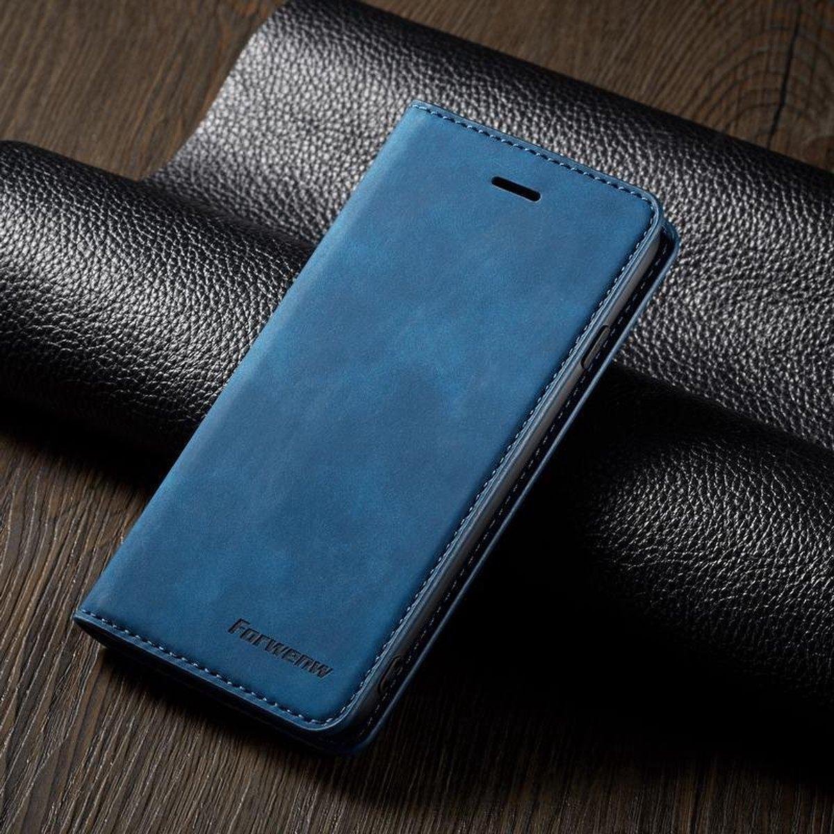 BukkitBow - Leather Case - Kunstleer - Card Case - Hoesje voor iPhone 7/8/SE 2/SE 3 – Blauw