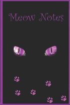 Meow Notes: 6x9 Notebook Journal purple cat eyes