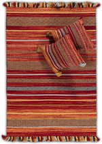 OSTA Medina – Vloerkleed – Tapijt – geweven – wol – eco – duurzaam - modern - boho - Multi/Rood - 135x200