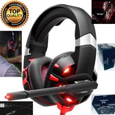 MIFOR® Professioneel Gaming Headset Rood met LED Lichten| Luxe Koptelefoon met Microfoon |7.1 Surround Sound | Ruisonderdrukking | PC, PS4, Xbox One | Ultieme Game Plezier