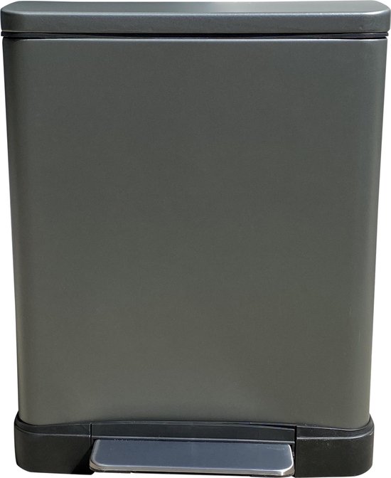 4cookz® Utah pedaal prullenbak 20L mat grijs - ultra soft-close