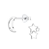 Joy|S - Zilveren moon and stars oorbellen | maan en ster