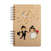 KOMONI - Duurzaam houten Notitieboek - Dagboek -  Gerecycled papier - Navulbaar -  A4 - Gelinieerd -  Gastenboek - Bruiloft