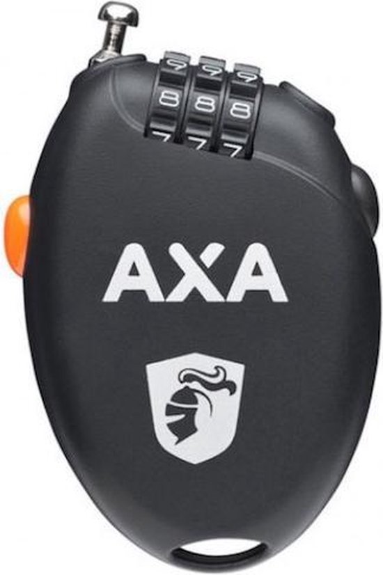Axa Roll - serrure à combinaison à câble rétractable - 75 cm - noir - antivol à combinaison AXA - câble antivol - pour skis - snowboards - vélo - outils - vélo de course - VTT - sac à dos