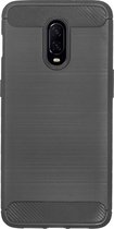 BMAX Carbon soft case hoesje geschikt voor OnePlus 6T / Soft cover / Telefoonhoesje / Beschermhoesje / Telefoonbescherming - Grijs
