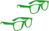 Set van 2x stuks neon verkleed brillen groen - voor volwassenen
