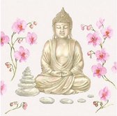 40x Servetten Boeddha 33 x 33 cm - Boeddha tafeldecoratie servetjes - India thema papieren tafeldecoraties