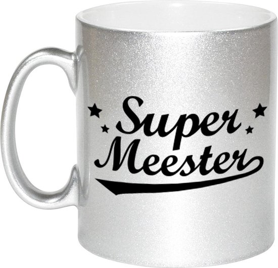 Super meester bedankt zilveren mok / beker 330 ml | bol.com