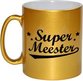 Super meester cadeau mok - 330 ml - goudkleurig - Meesterdag/einde schooljaar cadeau