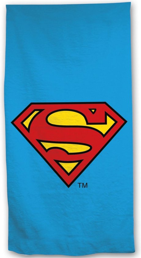 Bol Com Strandlaken Badlaken Superman Logo Blauw 70 X 140 Cm Dc Comics Superhelden