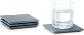 4x Leistenen glazenonderzetters grijs 10 x 10 cm - Zeller - Keukenbenodigdheden - Tafeldecoratie - Glas/beker onderzetters van steen