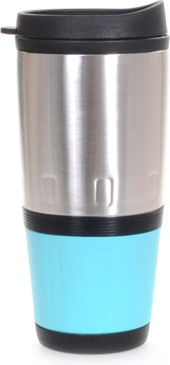 BiggMug-reismok Verzegeld vacuumum 450 ml | zonder BPA | Vacuümdecimaal | Warme en koude dranken | RVS en blauwe kleur | Antislip | Roestvrij stalen buitenkant