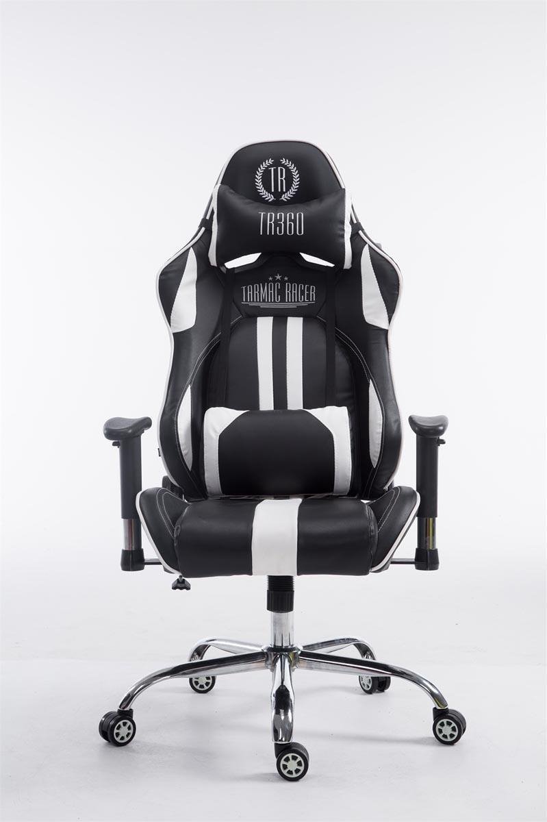 Gamingstoel kunstleer - zonder voetensteun - zwart/wit - 135x70x135